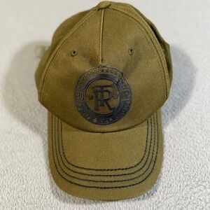 True Religion Cap Hat Green Embroidered Logo Adjustable Strap Waxed Leather Look